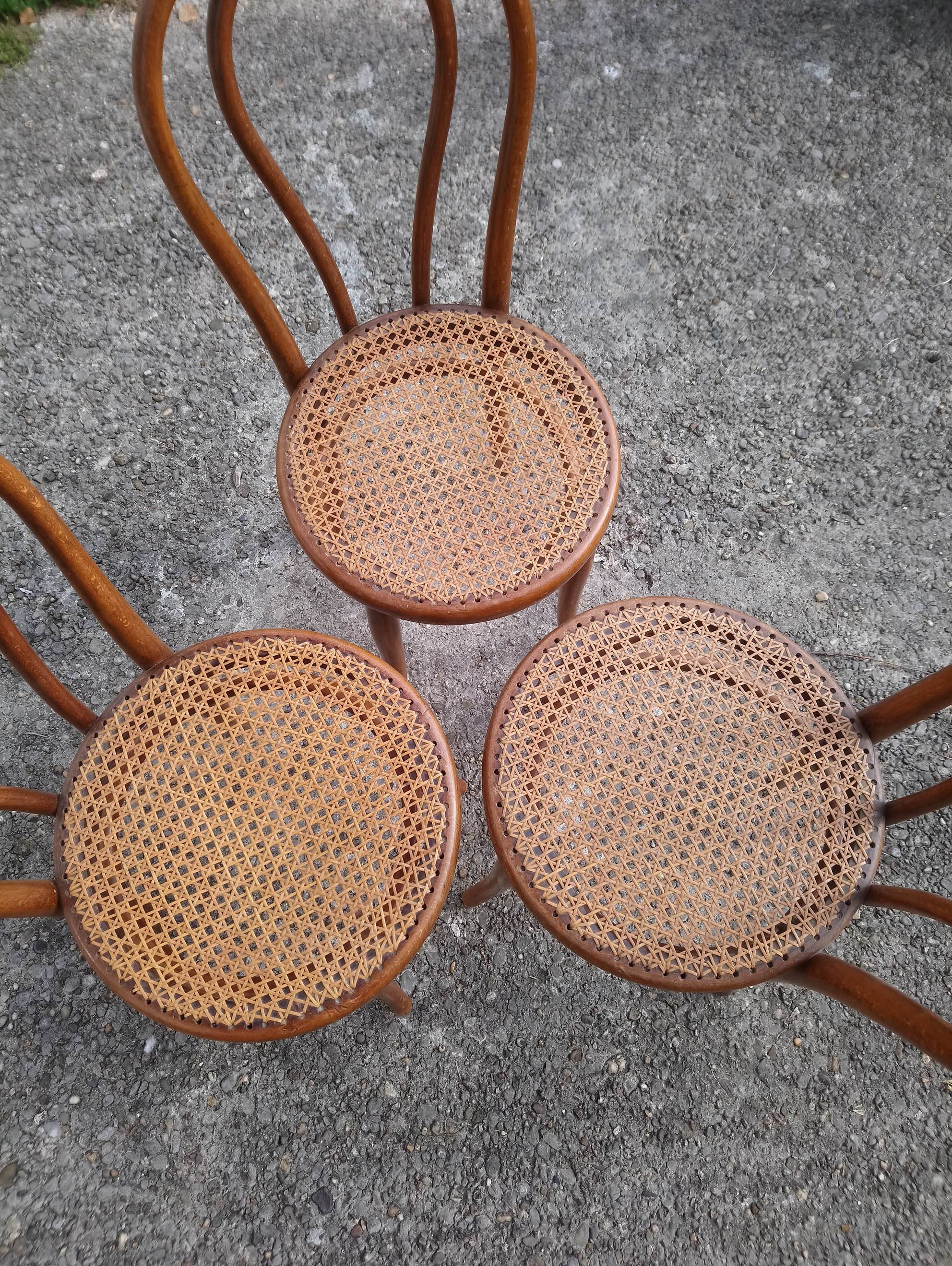 Bistro chairs stamped Thonet, caned, 1930s, No. 18