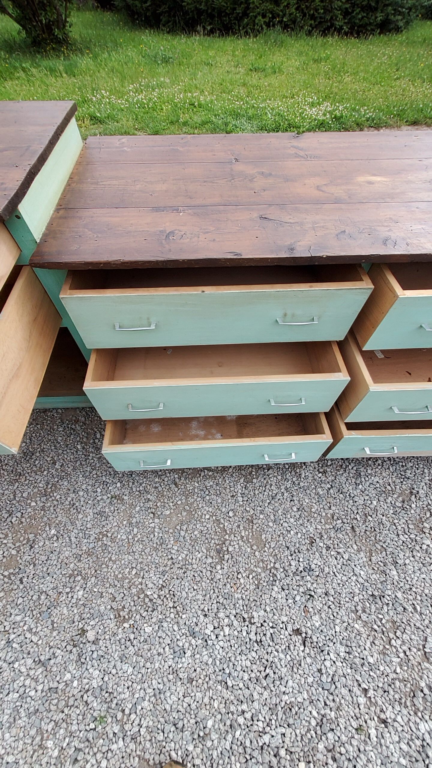 Hardware counter of the 50s 8 drawers 1 niche 250cm
