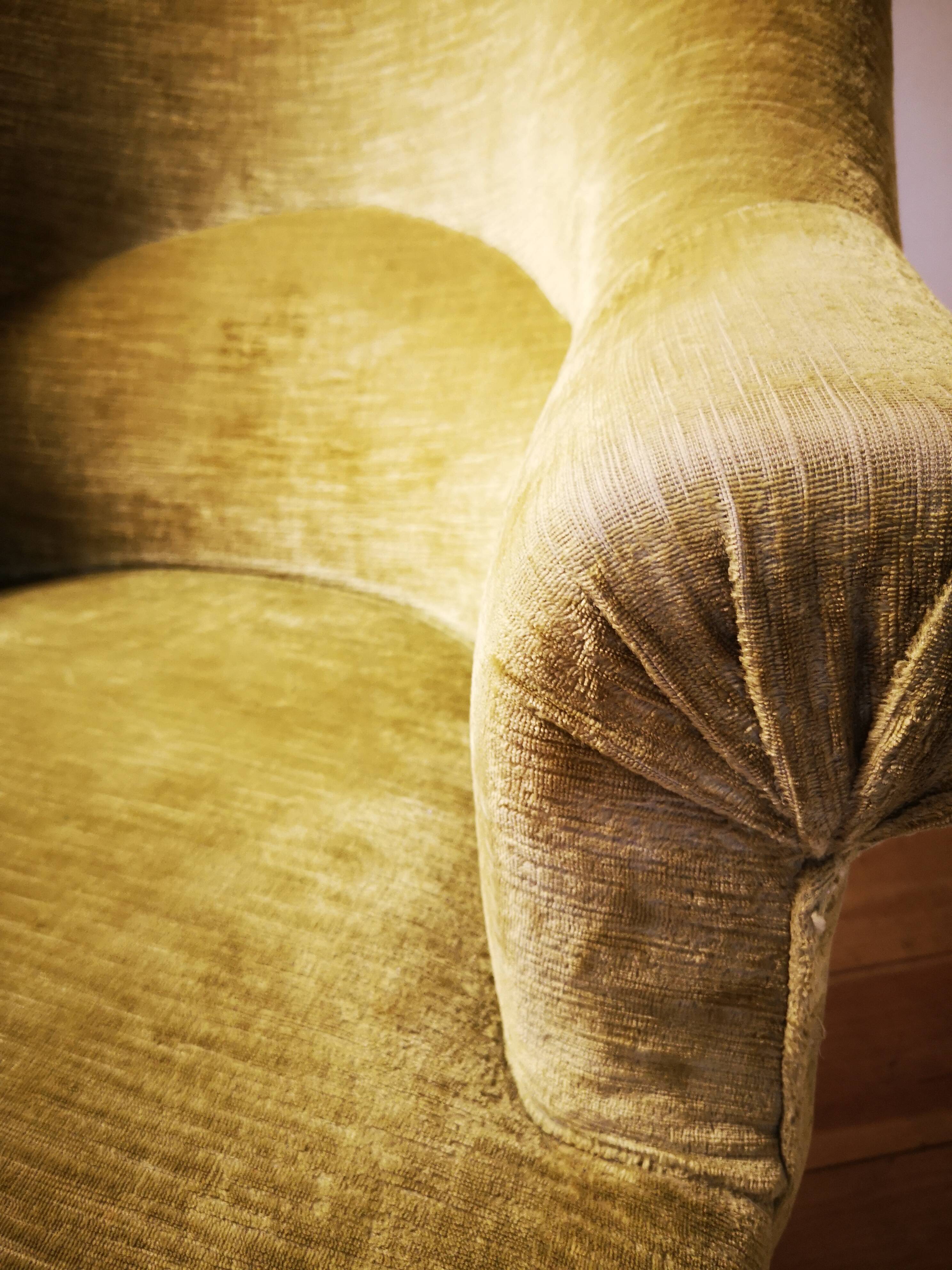 Pair of original tapestry velvet toad armchairs