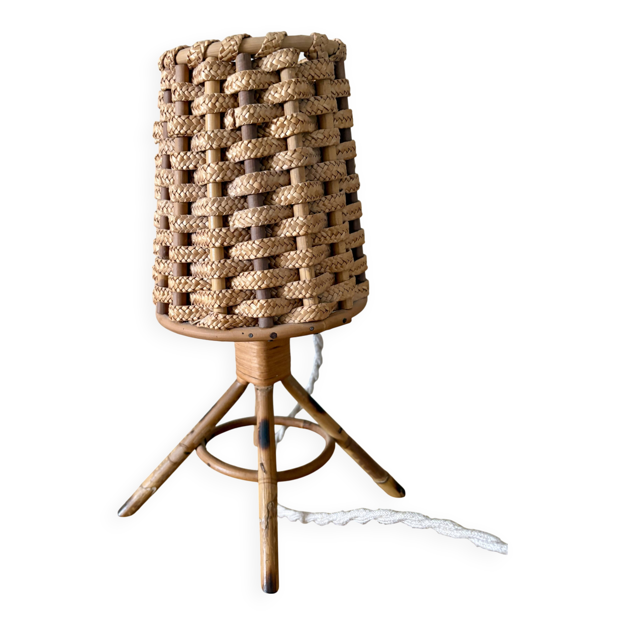 Lampe vintage en rotin