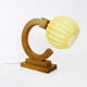 Art deco modernist wooden table lamp globe in yellow glass