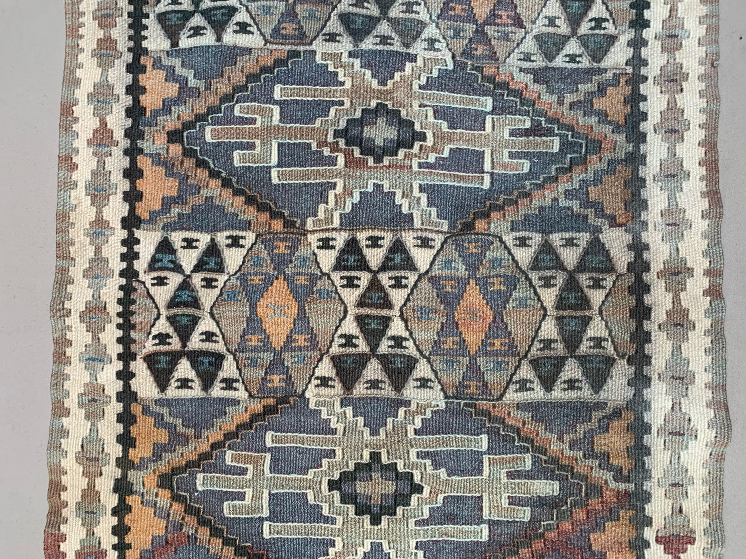 Old Turkish narrow Kilim Runner 233x66 cm shabby chic, vintage kelim