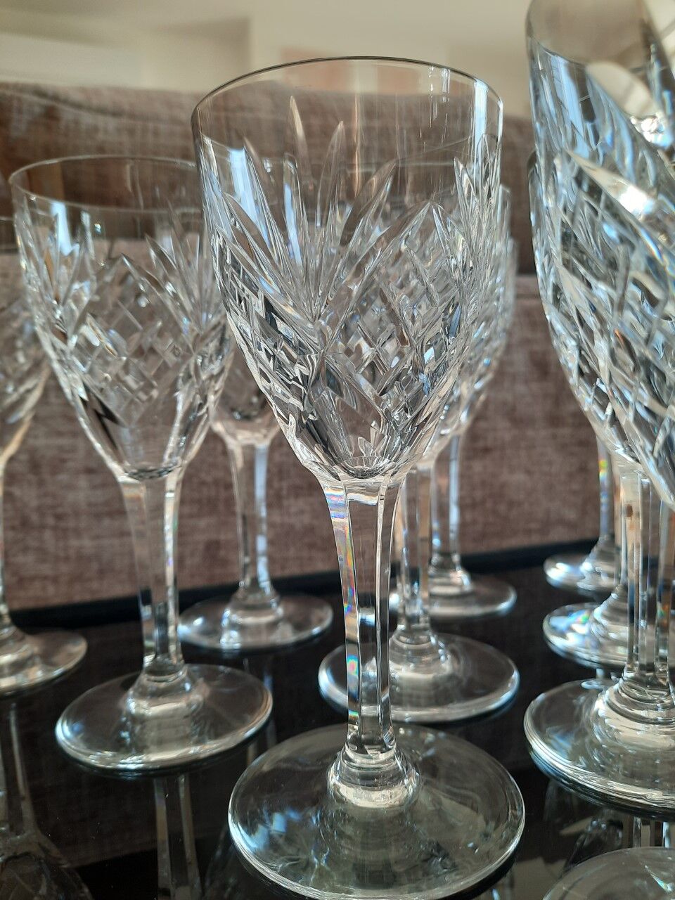 Set of 10 antique crystal glasses