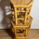Vintage Boho Mid Century Bamboo Hexagonal Side Coffee Tables Flower Stools