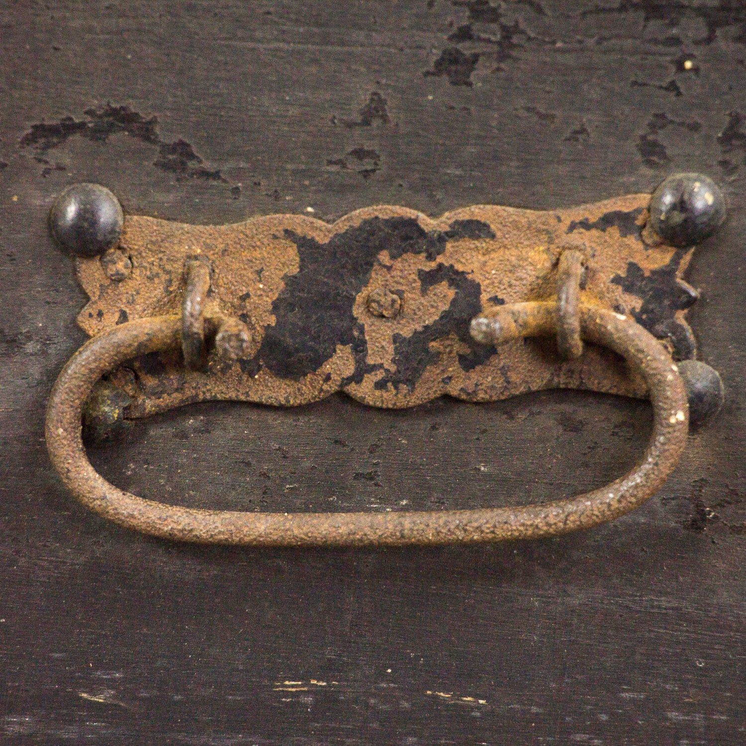 Black vintage wooden trunk