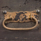 Black vintage wooden trunk