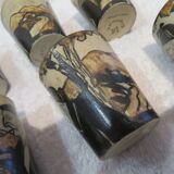 6 Ciboure stoneware liqueur goblets, Vilotte period, 6cl, h 5.8cm