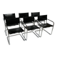 Ensemble vintage de 6 chaises à structure tubulaire Mart Stam design cuir