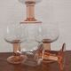 Set of 4 large glasses with pink feet Luminarc France