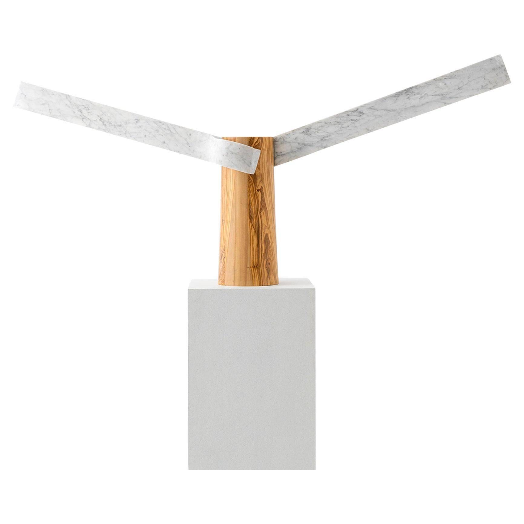 Sculptural Lamp Designed by Carlos Aucejo, made of Marble and Wood.