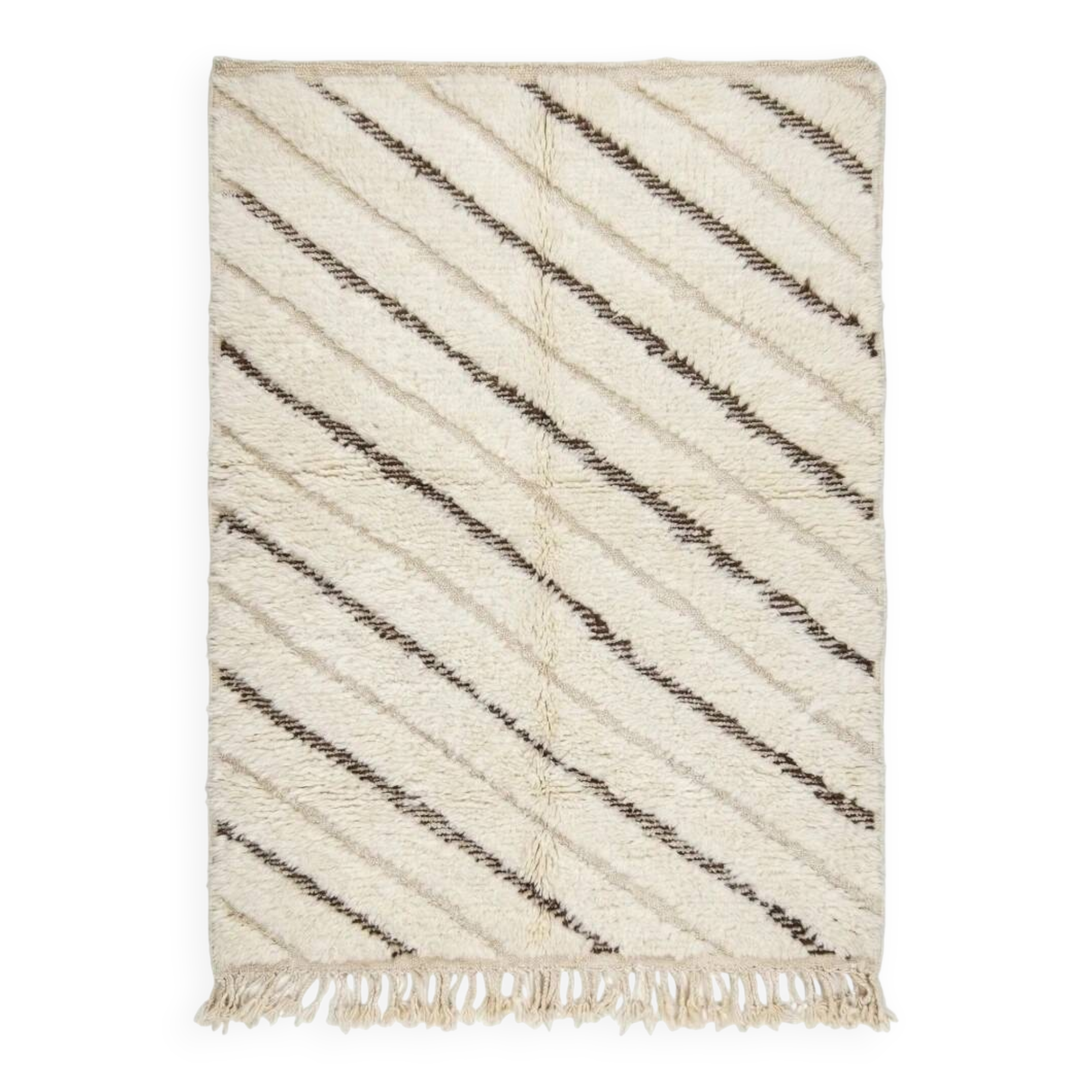 Tapis marocain graphique blanc et noir
