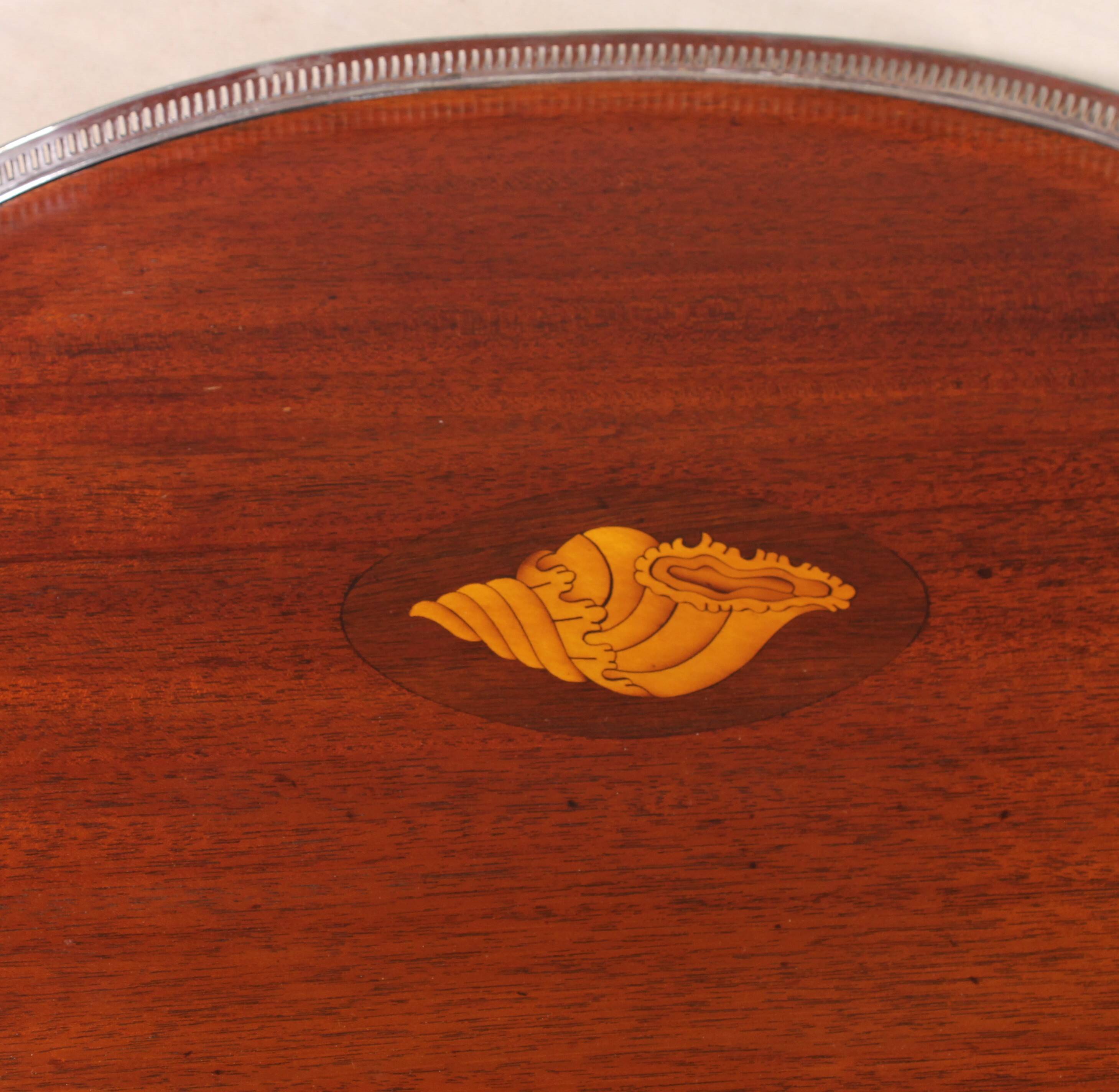 19th century silver-plated metal and mahogany tray