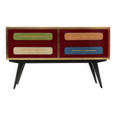 Mid-Century Italian Wood, Brass & Glass Sideboard, 1960s.