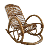 Rocking-chair in vintage rattan 60's