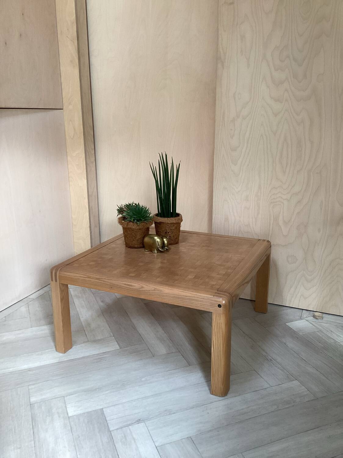 Table basse scandinave, design 1970, en bois de chêne