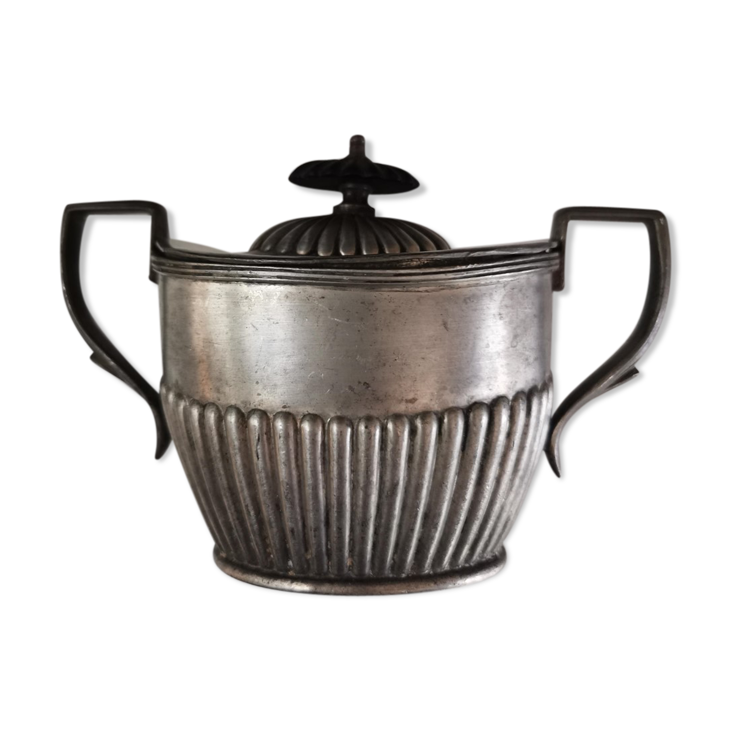 Sucrier vintage étain