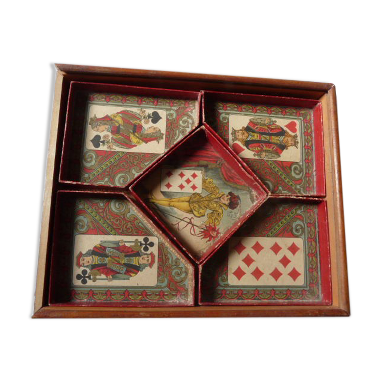 Ancient game of yellow wooden dwarf with pawns