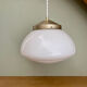 Vintage XXL art deco globe pendant light in white opaline