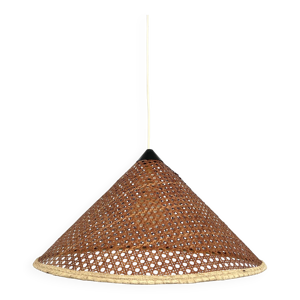 Suspension Vintage Conique - cannage noir