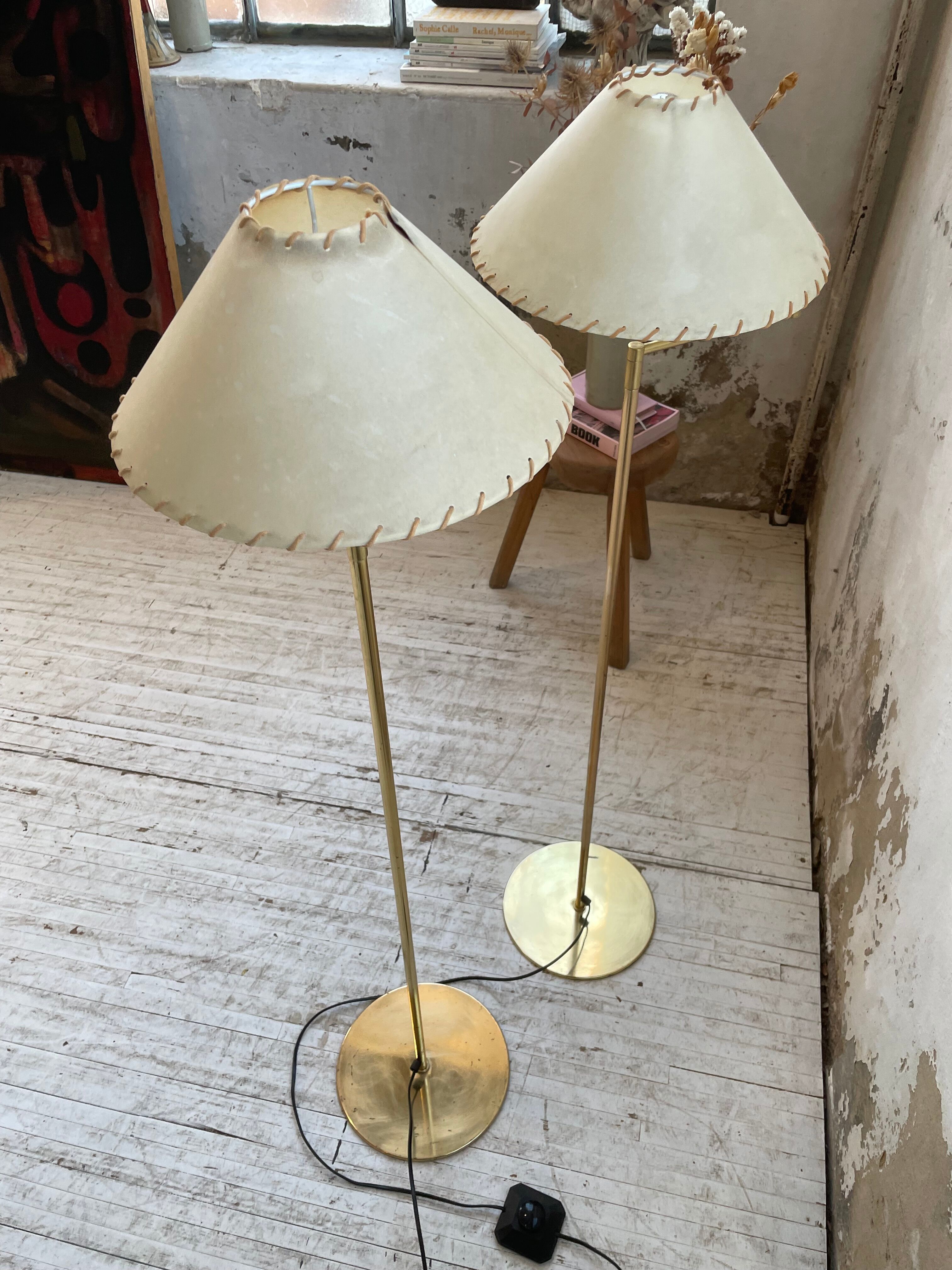 Pair of SCE floor lamps articulated brass 70s