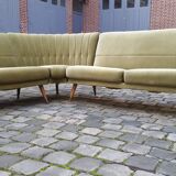 Ensemble de fauteuils Danois club organique années 50 Vert tendre glacé