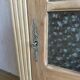 Antique display cabinet in oak and walnut, Louis XVI style.