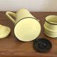 Large vintage coffee pot in pale yellow enamel.