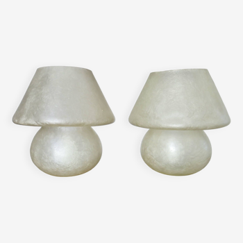 Pair of mushroom lamps, mushroom in polyester 1970