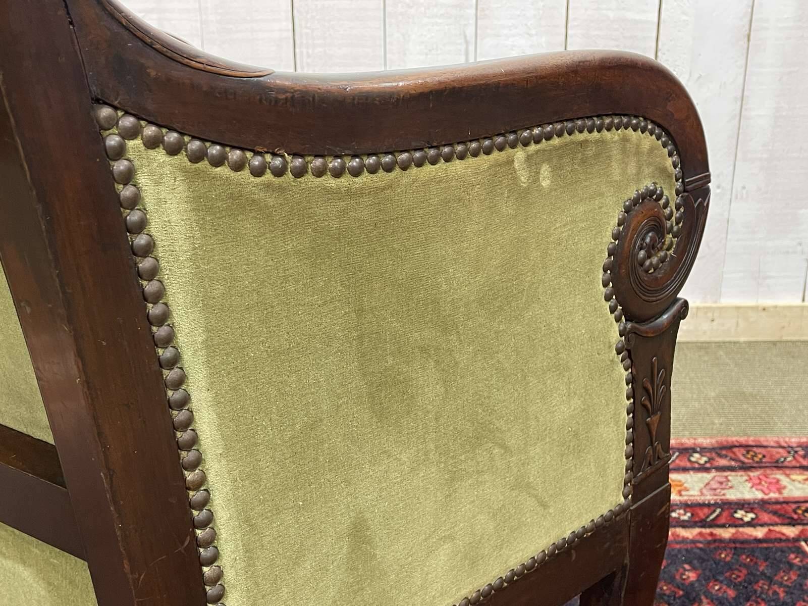 19th-century bergère in mahogany