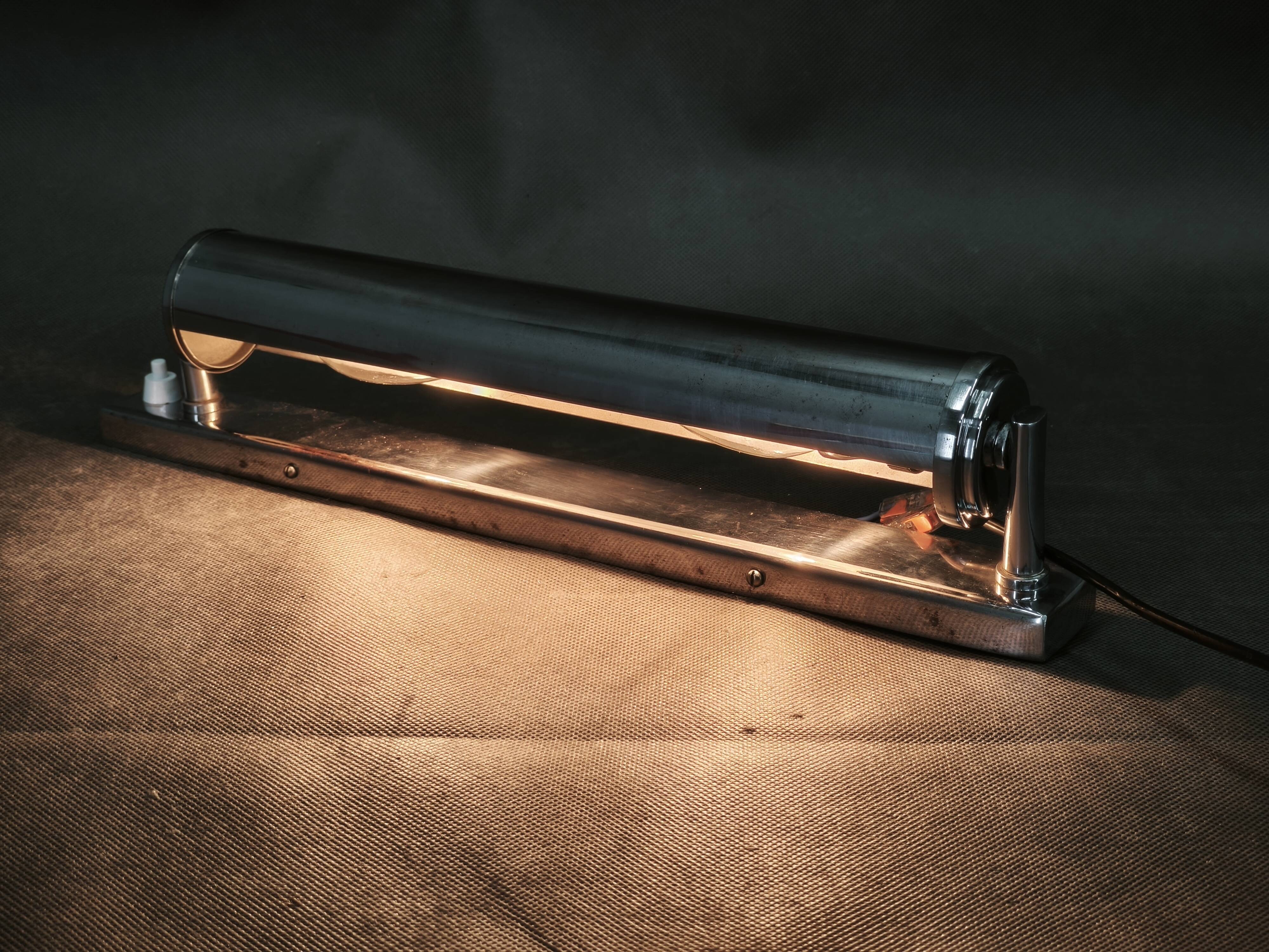 Pair of Bauhaus Chrome Wall Lights by Napako, Czechoslovakia, 1940s