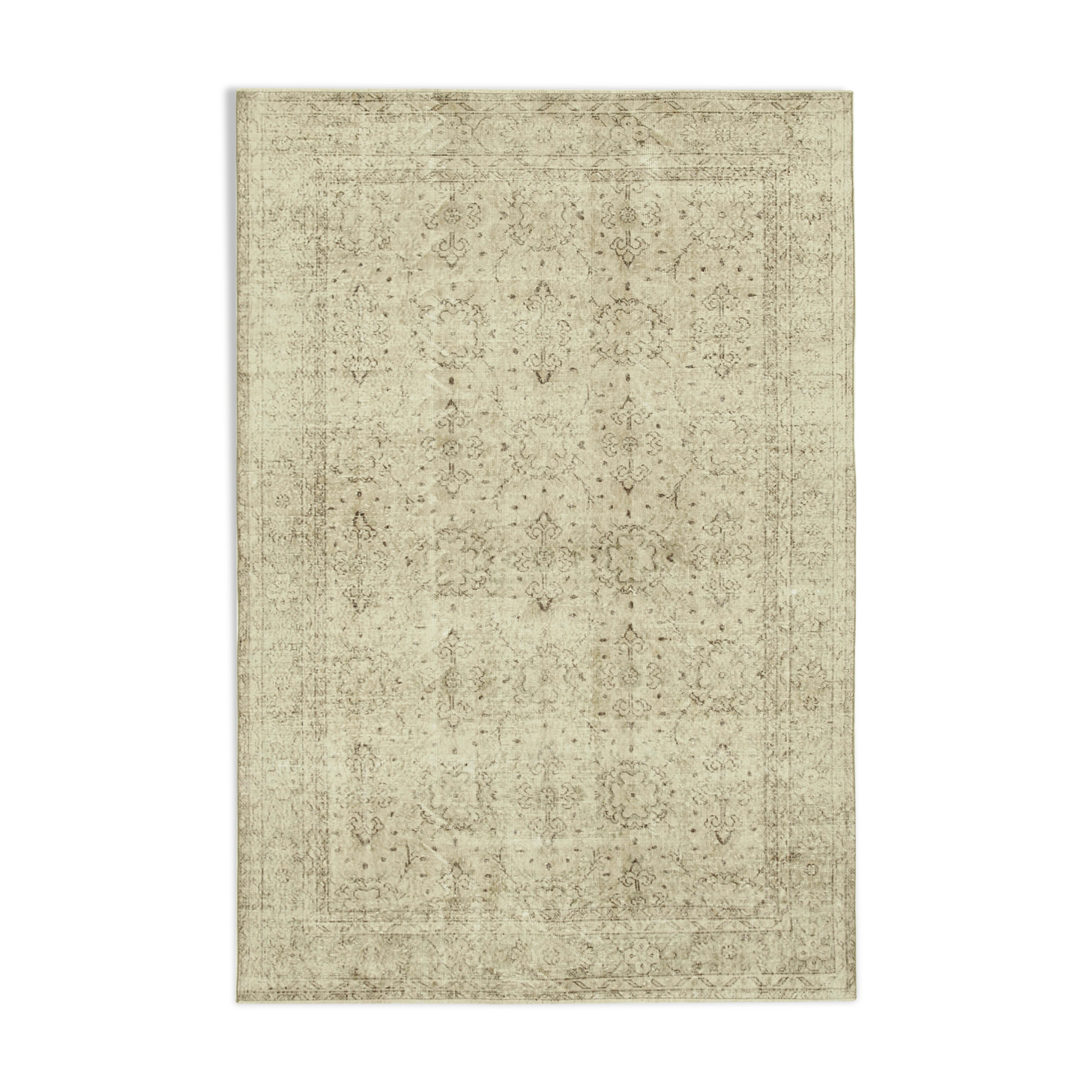 Hand-knotted one-of-a-kind turkish beige carpet 198 cm x 294 cm
