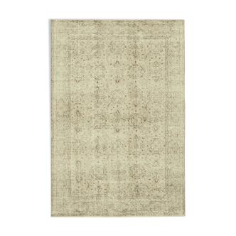 Tapis beige turc unique en son genre noué à la main 198 cm x 294 cm