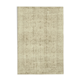 Hand-knotted one-of-a-kind turkish beige carpet 198 cm x 294 cm