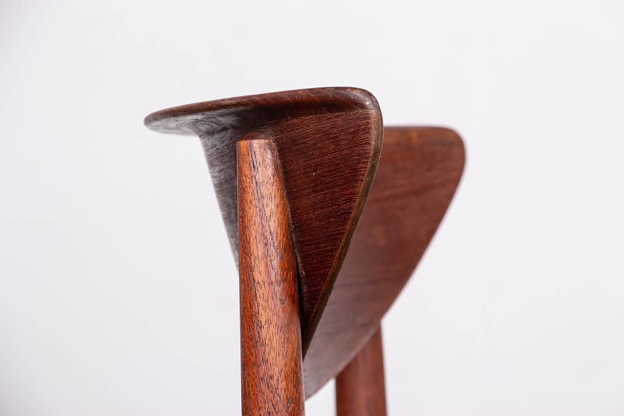 6 Danish chairs in teak and sea rush, model 316 by Peter Hvidt 1960.