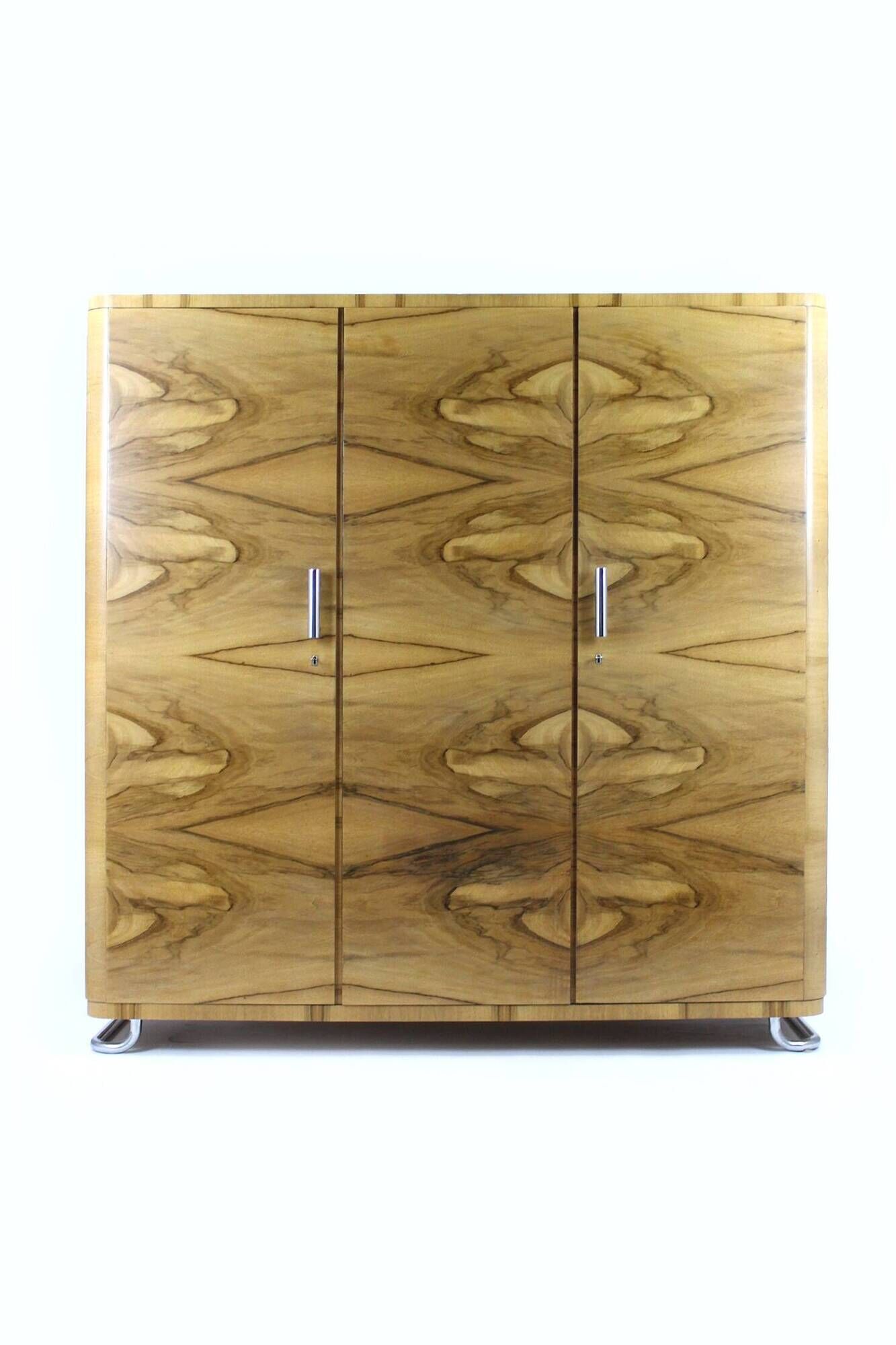 Restored Bauhaus Chromed Tubular Steel Wardrobe from Hynek Gottwald, 1930s