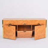 Willy Rizzo Elm Birch Wood and Brass Cabinet Model Alveo for Mario Sabot