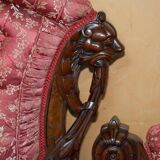 Canapé bibliothécaire victorien en acajou sculpté avec lions