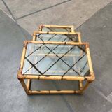 Nest of bamboo and glass tables in mid-century style, 1960s, set of 3.
