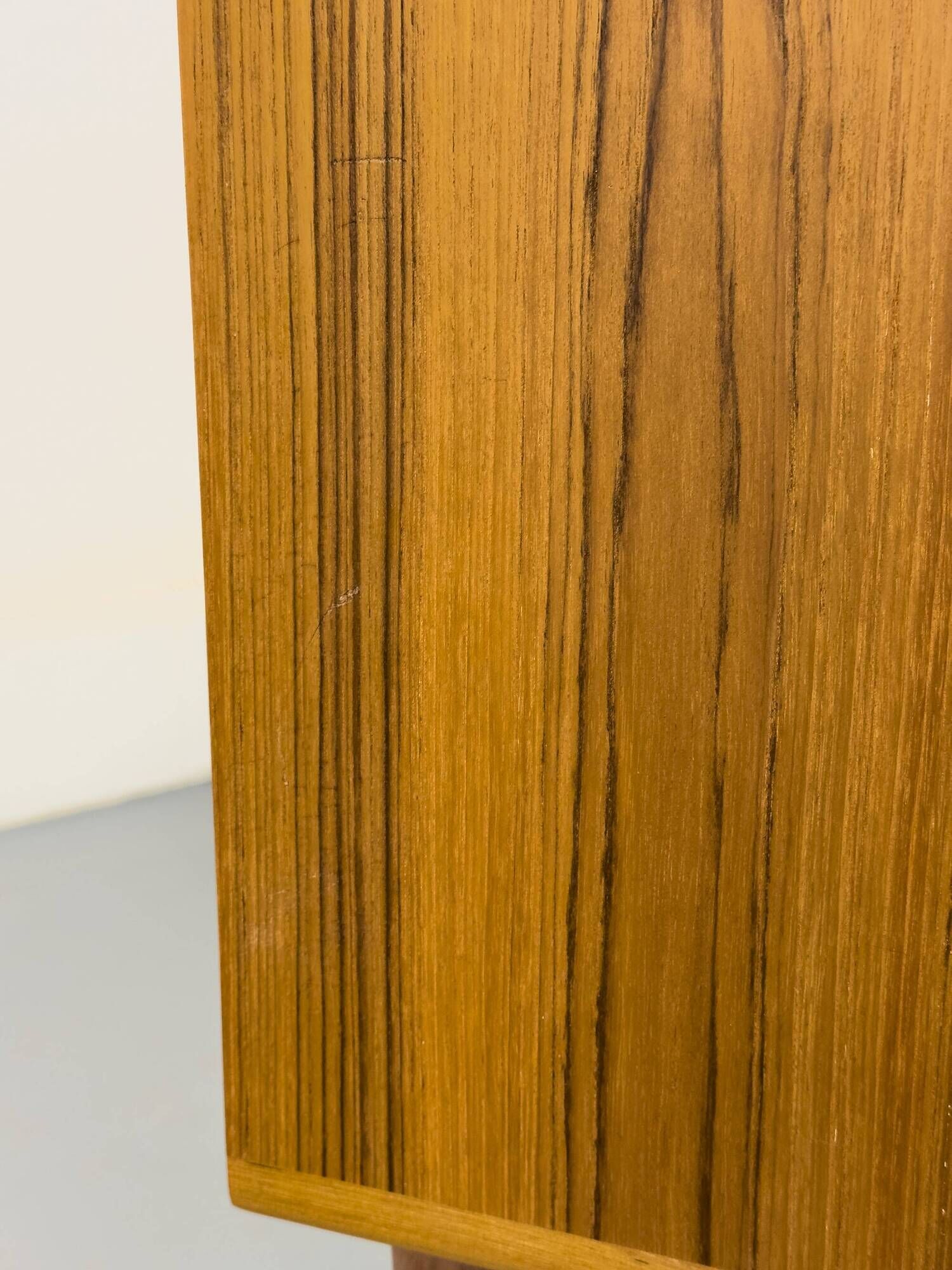 Low Teak Sideboard with Tambour Doors from CFC Silkeborg, 1970s