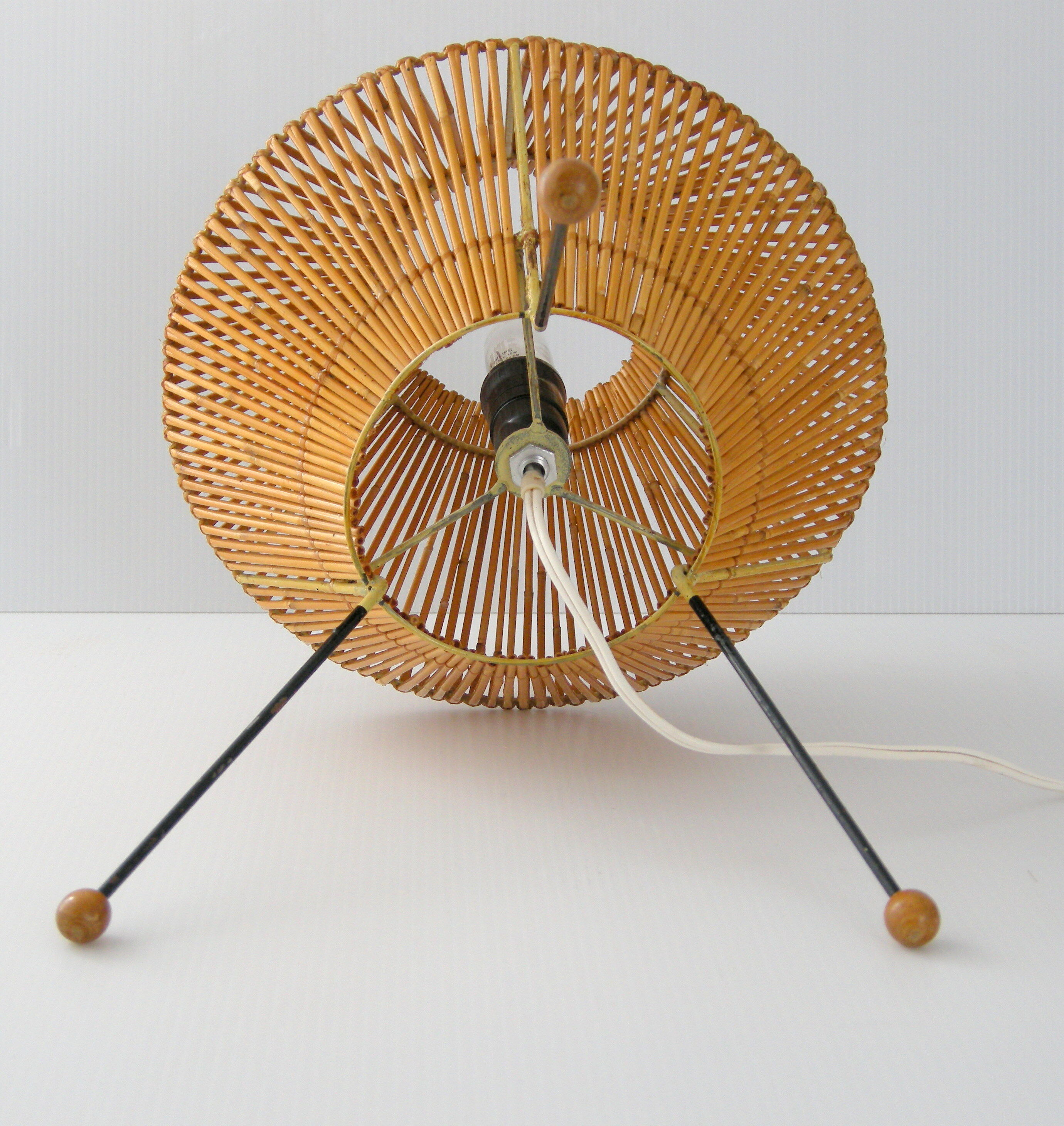 Three-year rattan lamp 1950 vintage