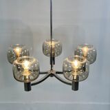 Vintage 70's chrome metal chandelier by Gaetano Sciolari