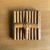 Pair patere vintage bamboo