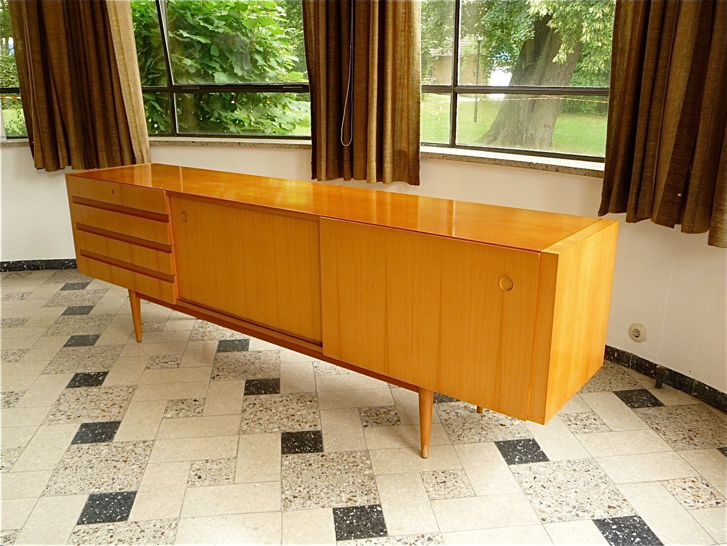 Sideboard in cherrywood with sliding doors from Wilhelm Renz, Germany 1960s