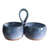 Glazed terracotta double salt dish