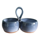 Glazed terracotta double salt dish