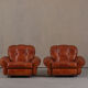 Fauteuils de club italiens vintage en simili cuir cognac, Italie années 1970, ensemble de 2