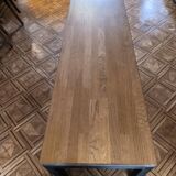 Large oak and steel bench