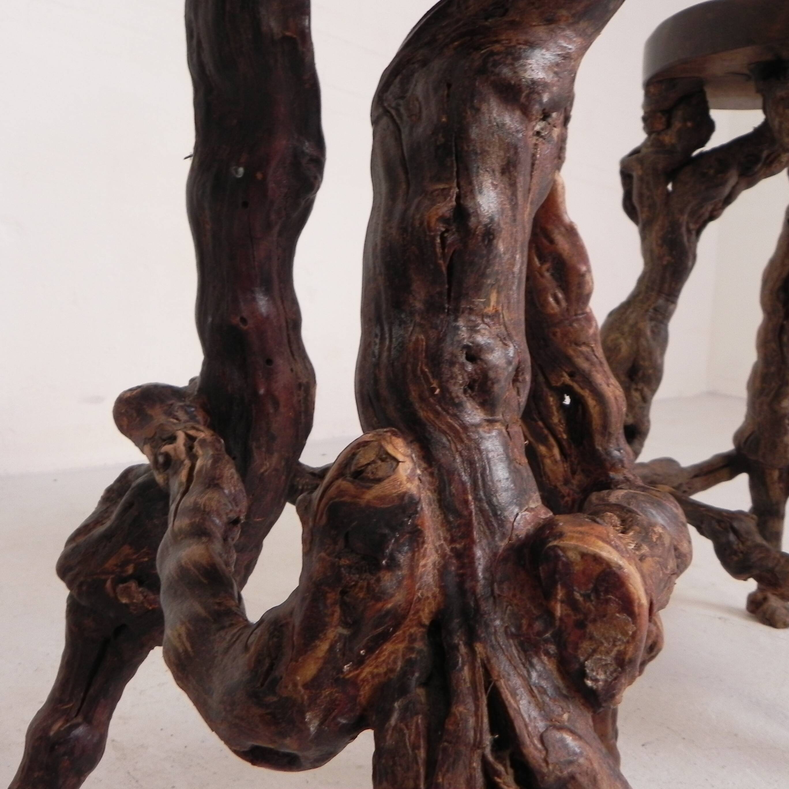 Set of 3 vintage wooden vine bar stools, 1960s