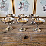 6 coupes à glaces inox vintage, forme de fleurs