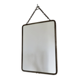 Ancien miroir de barbier à chainette vintage, années 30 40